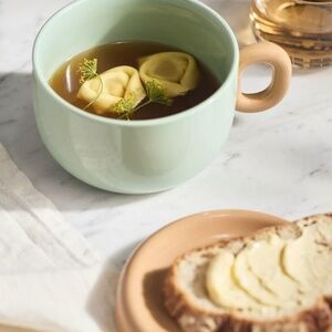 (2) NWT Anthropologie Rika Stoneware Soup Mug in Turquoise